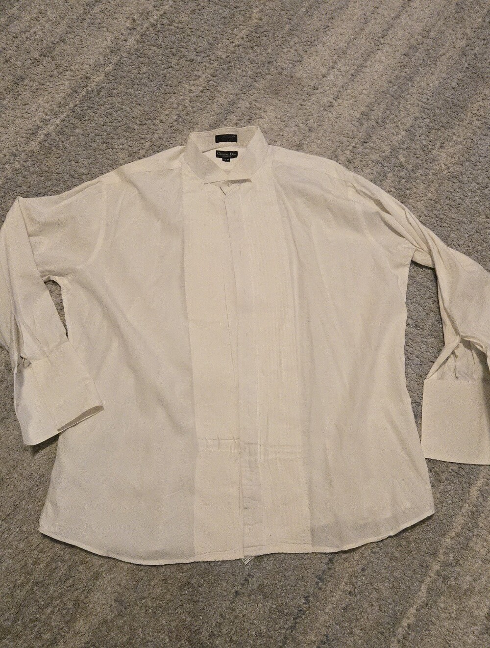 VTG Christian Dior Monsieur Tuxedo Shirt 17.5 34 White Wingtip French Cuff USA